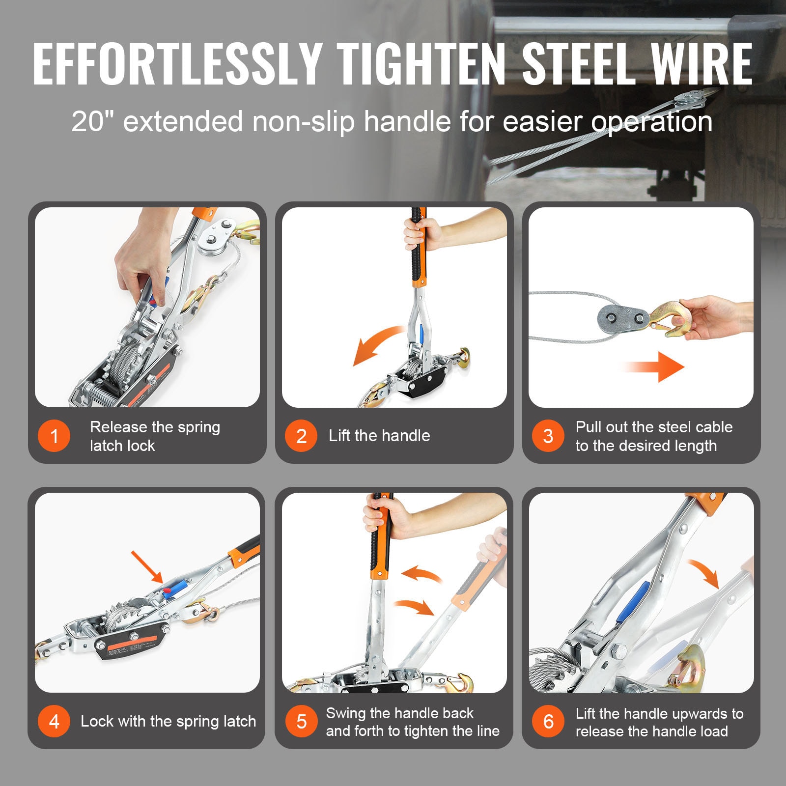 Heavy Duty Come Along Winch 5 Ton Ratchet Cable Puller For Vehicle_voghion.com